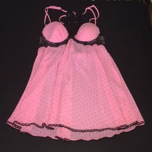 Seductivewear Pink Black Polka Dot Lingerie